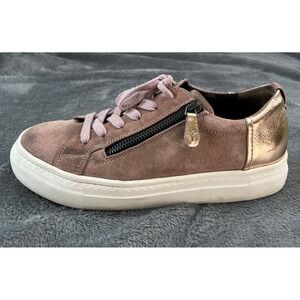 Paul Green Shoes Womens 5 1/2  Rachel Sabbia Suede Zip Rose Gold Sneakers